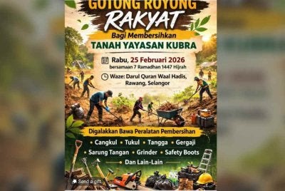 Poster pembersihan tanah di Rawang Perdana
