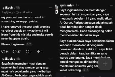 Permohonan maaf melalui akaun Threads dipercayai milik pelajar terbabit.