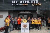 Dr Mohammed Taufiq (enam dari kiri) merasmikan My Athlete Center dan Majlis Menandatangani MoU bersama rakan strategik Karier dan Pendidikan Atlet Malaysia (MACE) di Majlis Sukan Negara (MSN) Bukit Jalil hari ini. Foto Bernama 
