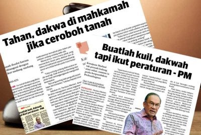 Laporan Sinar Harian mengenai isu pencerobohan tanah.