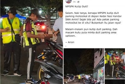 MPSPK mengambil maklum dakwaan yang dibangkitkan menerusi Facebook Penduduk Sungai Petani pada Rabu berhubung kutipan caj motosikal bersebelahan sebuah restoran nasi kandar di Sungai Petani.
