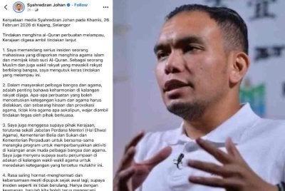 Hantaran media sosial Syahredzan pada Khamis.