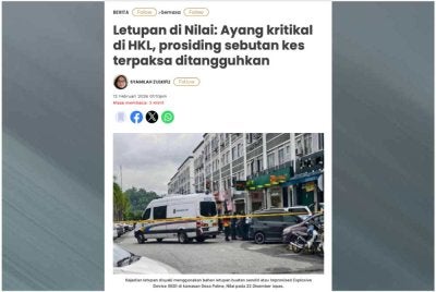 Lapran Sinar Harian berhubung keadaan tertuduh di HKL baru-baru ini. 