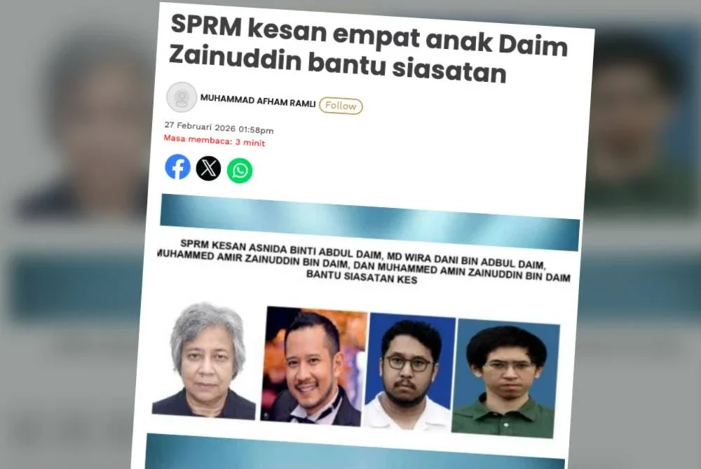 Laporan Sinar Harian pada Sabtu.