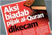 Laporan muka depan Sinar Harian mengenai isu pelajar disyaki pijak al-Quran. 