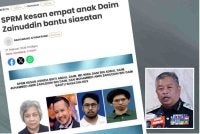 Laporan Sinar Harian mengenai SPRM kesan empat anak Daim Zainuddin untuk bantu siasatan. Gambar kecil: Zakaria