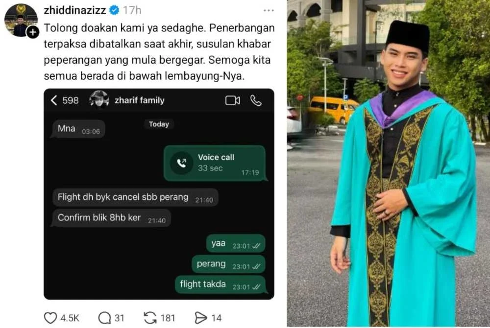 Zhiddin kongsi keadaan dirinya yang terkandas di Tanah Suci akibat konflik.