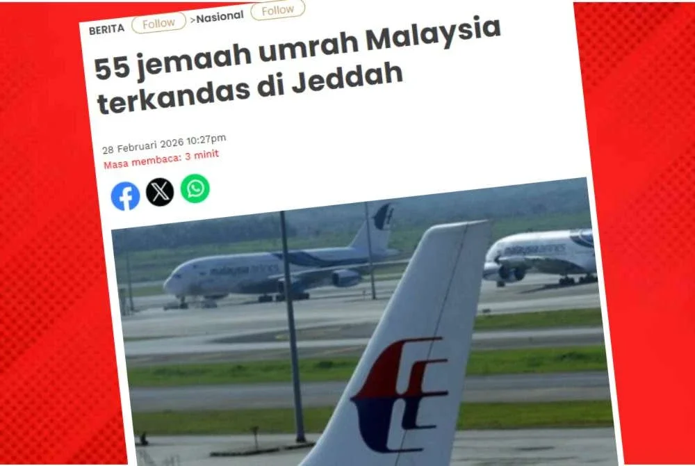 Kira-kira 55 jemaah di bawah kendalian sebuah agensi yang menawarkan pakej umrah dilaporkan terkandas di Jeddah selepas penerbangan asal mereka pada awal pagi Sabtu dibatalkan. 