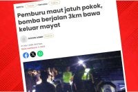 Sinar Harian melaporkan pasukan bomba terpaksa meredah hutan dengan berjalan kaki sejauh tiga kilometer untuk memberikan bantuan kepada mangsa.