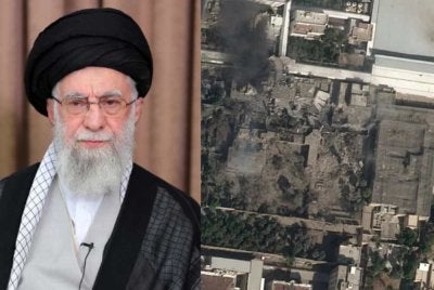 Imej diambil Airbus menunjukkan keadaan beberapa struktur yang musnah di kompleks kediaman Ali Khamenei. - Foto Agensi