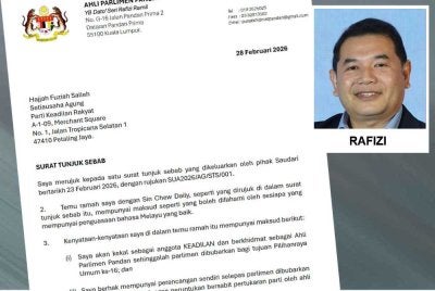 Surat tunjuk sebab Rafizi yang telah dikemukakan kepada PKR. 