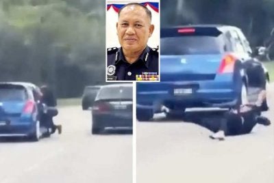 Aksi lelaki yang berpaut pada sebuah kereta yang sedang bergerak tular di media sosial - Gambar kecil (Mohd Sohaimi)