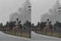 Berlaku kebakaran selepas insiden berkenaan. Foto Agensi