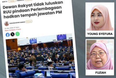Laporan Sinar Harian pada Isnin berhubung kegagalan meluluskan RUU Perlembagaan (Pindaan) 2026 berhubung had tempoh maksimum 10 tahun jawatan Perdana Menteri. 
