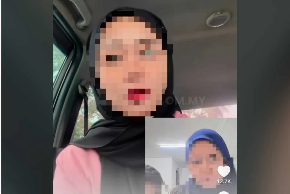 Tangkap layar video wanita memohon maaf atas tindakannya minum air ketika buat siaran langsung