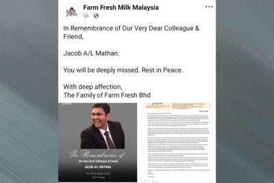 Hantaran Farm Fresh berhubung nahas helikopter yang mengorbankan Jacob.