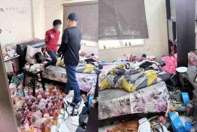 Tindakan seorang lelaki berusia 22 tahun mengumpul air kencing di dalam botol minuman sehingga memenuhi ruang biliknya menjadi gambaran mengejutkan kesan ketagihan air ketum yang didakwa dialaminya sejak hampir setahun lalu. Foto AADK Pulau Pinang 