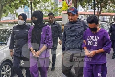 Pelakon wanita dan suaminya yang disyaki terlibat dalam kes penipuan membabitkan urusan penjualan tanah lot tidak wujud membabitkan kerugian RM1.5 juta dibawa ke Mahkamah Majistret Seremban pada Khamis untuk direman bagi membantu siasatan.