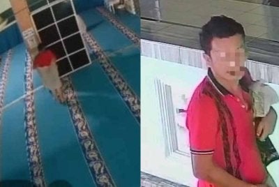 Tangkap layar tular seorang lelaki yang melakukan perbuatan tidak senonoh dalam keadaan separuh bogel di sebuah masjid di Bukit Siput, Segamat.