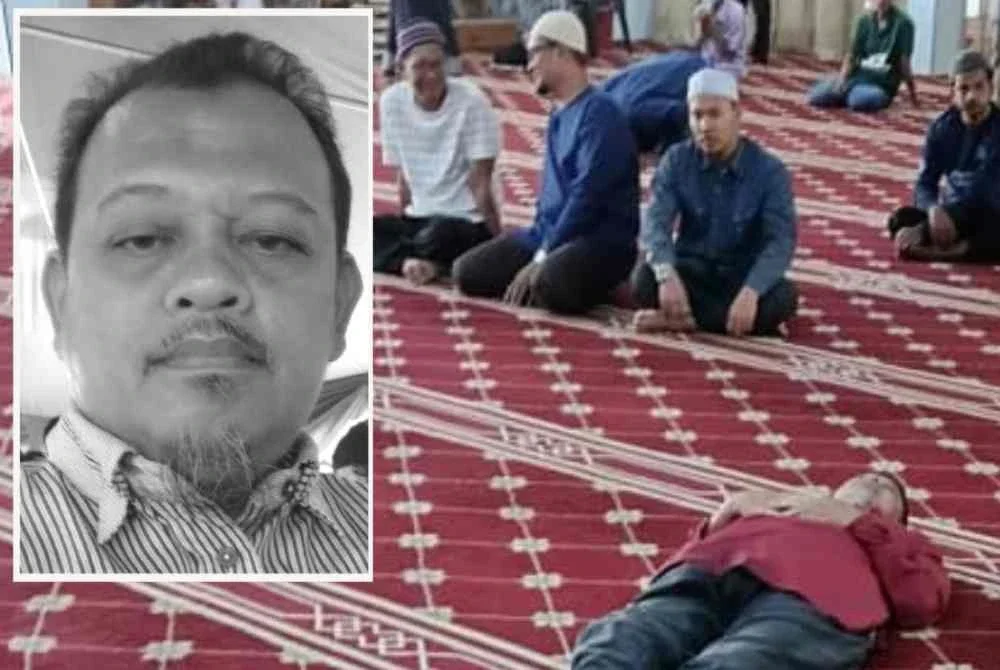 Abu Bakar (gambar kecil) meninggal dunia selepas rebah ketika menunaikan solat Zuhur berjemaah di Masjid Ahmadi Rantau Panjang, Klang pada Khamis.
