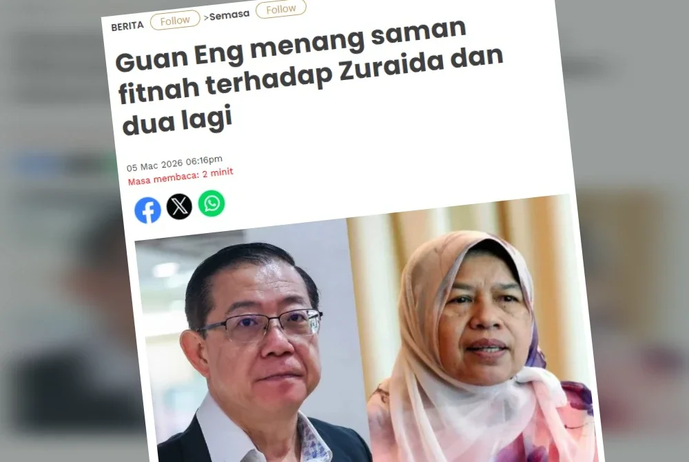 Guan Eng tidak berpuas hati dengan jumlah ganti rugi RM50,000 dan kos RM5,000 yang diputuskan oleh Pesuruhjaya Kehakiman. Shoba Menon pada Khamis.