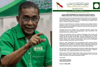 Kenyataan Pas yang dikeluarkan pada Jumaat. Gambar kiri: Takiyuddin