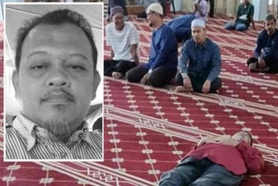 Abu Bakar (gambar kecil) meninggal dunia selepas rebah ketika menunaikan solat Zuhur berjemaah di Masjid Ahmadi Rantau Panjang, Klang pada Khamis.