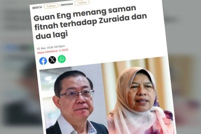 Guan Eng tidak berpuas hati dengan jumlah ganti rugi RM50,000 dan kos RM5,000 yang diputuskan oleh Pesuruhjaya Kehakiman. Shoba Menon pada Khamis.