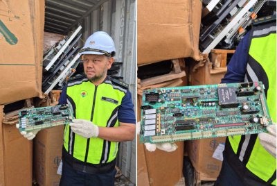 Pemeriksaan menemukan empat kontena dengan sisa elektronik dan tiga kontena campuran sisa serta besi buruk.