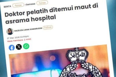 Laporan Sinar Harian berhubung doktor pelatih ditemui maut di asrama hospital