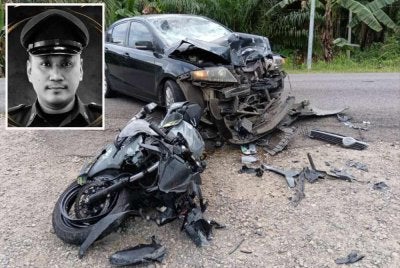 Khairul (gambar kecil) disahkan meninggal dunia akibat kecederaan parah dalam kemalangan di Kilometer 57, Jalan Lahad Datu–Tungku pada pagi Isnin