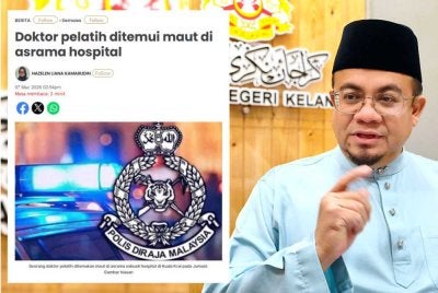 Laporan Sinar Harian pada Sabtu lalu berhubung kematian seorang doktor pelatih di asrama HSIP, Kuala Krai pada Jumaat.