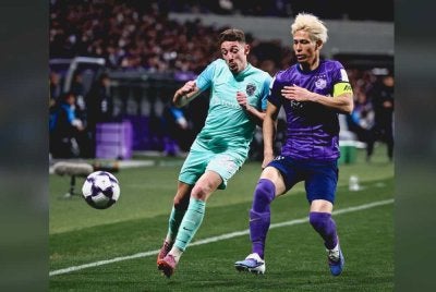 JDT berjaya mengatasi cabaran kelab Jepun, Sanfrecce Hiroshima untuk mara ke suku akhir. Foto JDT