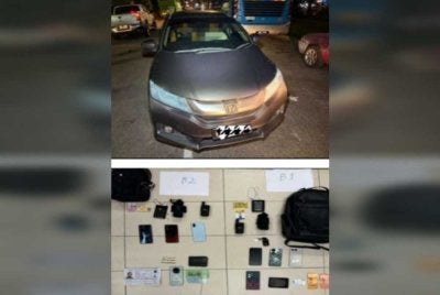 Antara barangan yang dirampas daripada dua lelaki menyamar pegawai imigresen, termasuk dokumen palsu dan wang tunai.