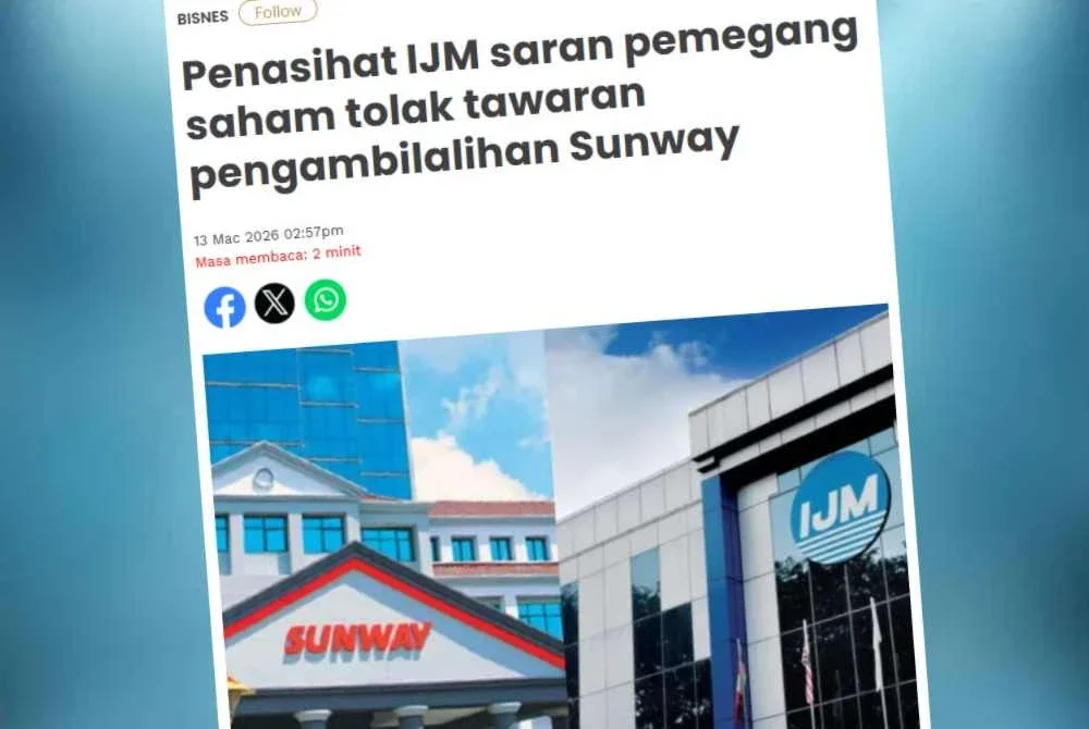 Penasihat bebas IJM pada Jumaat dilapor berkata, tawaran pengambilalihan oleh Sunway pada harga RM3.15 sesaham adalah tidak adil dan tidak munasabah.