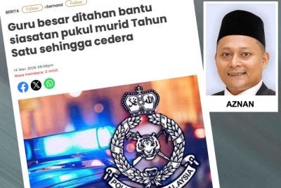 Laporan Sinar Harian pada Sabtu berhubung penahanan seorang guru besar bagi membantu siasatan berkaitan kes memukul seorang murid lelaki Tahun Satu di Johor Bahru pada Selasa lepas.