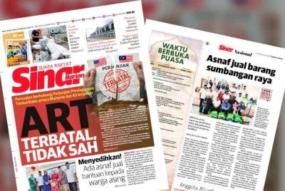 Laporan Sinar Harian pada Isnin.