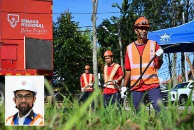 Lebih 11,000 petugas TNB bersiap siaga sepanjang Aidilfitri bagi memastikan bekalan elektrik stabil. Foto ihsan TNB 9Gambar kecil: Mahathir)