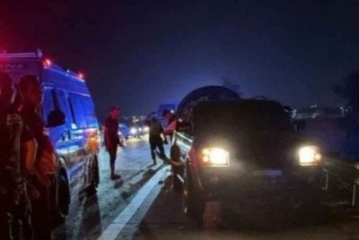 Lokasi kemalangan meragut nyawa bekas pemain sepak takraw negara, Mohd Taufik M Saad. 
