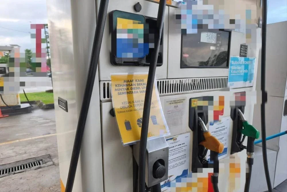 Notis kehabisan diesel yang pam minyak di sekitar Johor Bahru.