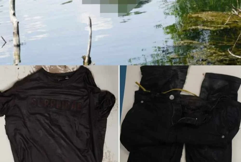 Polis menemui mayat seorang lelaki dalam keadaan terapung di Tasik Biru, Kuang, semalam. Foto ihsan polis
