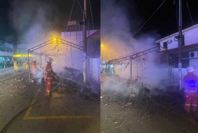  Sebuah gerai yang dijadikan tempat penjualan mercun di Taman Pekaka terbakar awal pagi Ahad.