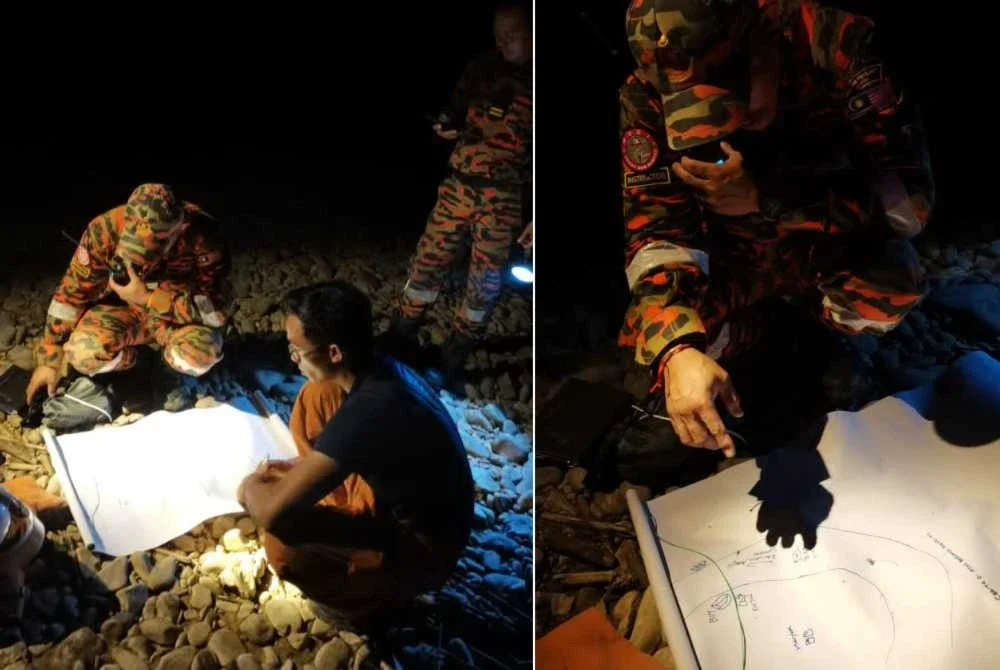 Operasi mencari dan menyelamat dilakukan di kawasan tebing sungai.