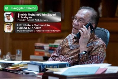 Anwar mengadakan perbualan telefon bersama Putera Mahkota merangkap Perdana Menteri Bahrain, Putera Salman Hamad Al Khalifa serta Presiden UAE, Sheikh Mohamed Zayed Al Nahyan pada Selasa.
