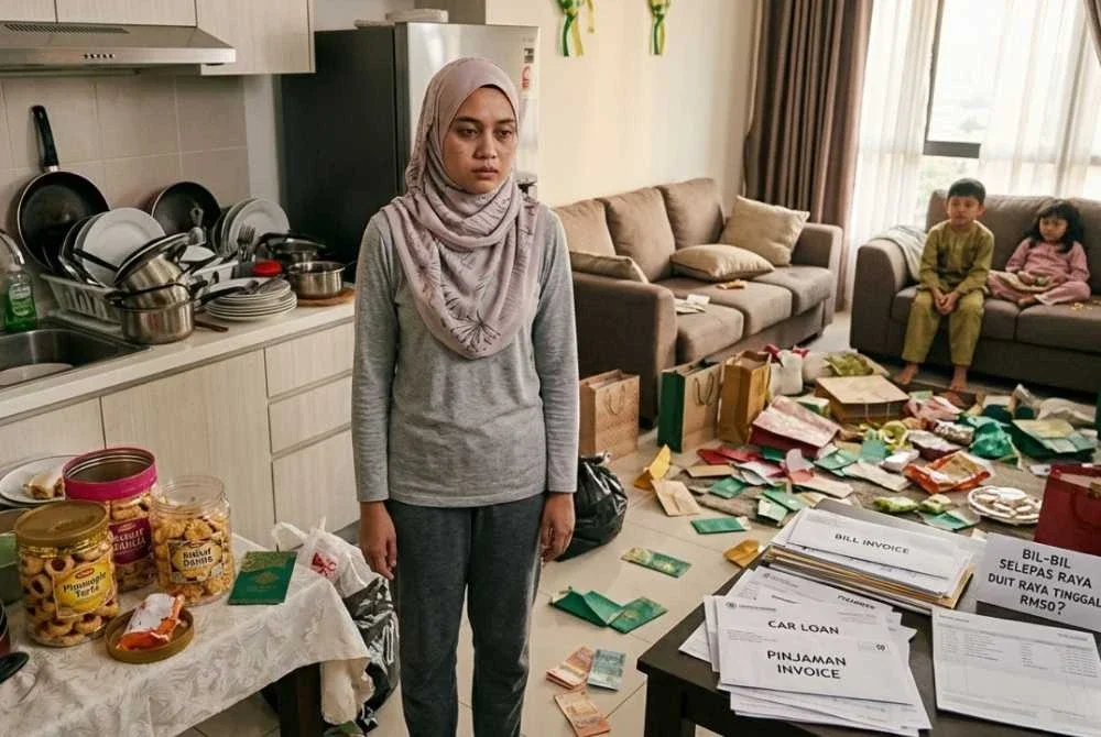 Kegagalan kempen berjimat menjelang raya bukan sekadar masalah disiplin kewangan malah ia juga adalah masalah psikologi massa. FOTO: Imej janaan AI