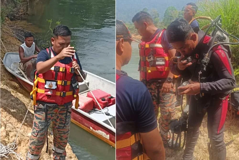 Operasi SAR mangsa turut mendapat bantuan Pasukan Penyelamat Di Air JBPM Johor.