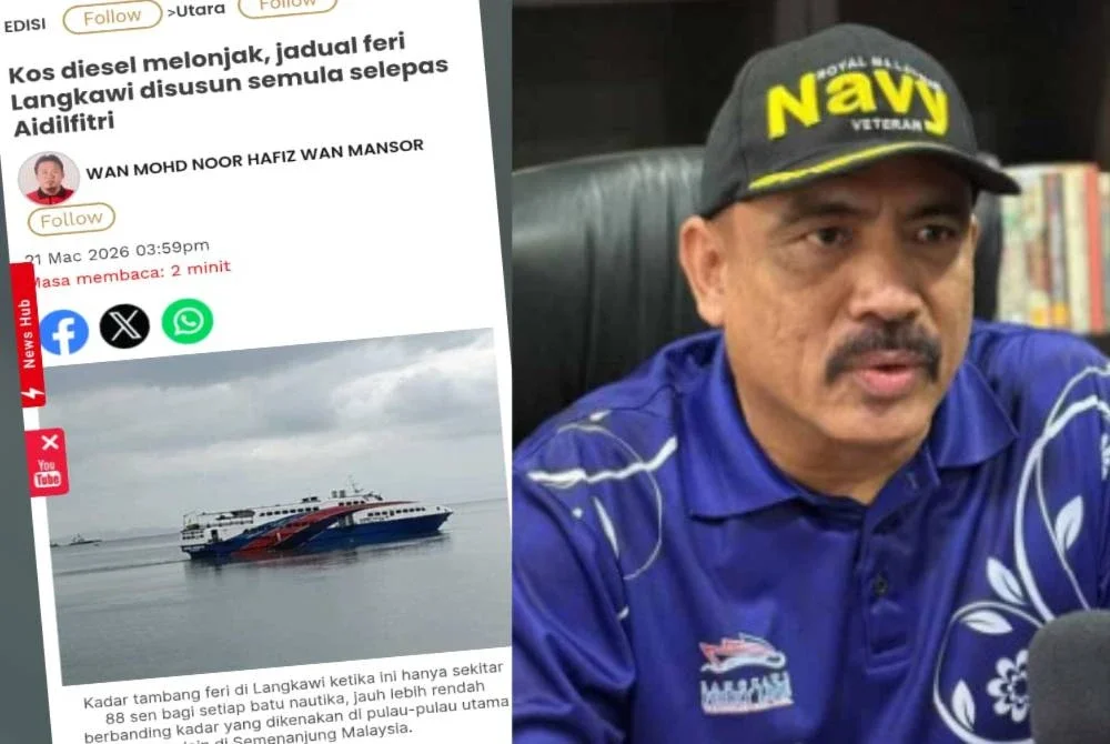 Laporan Sinar Harian pada 21 Mac lalu dan Dr Baharin Baharom (kanan).