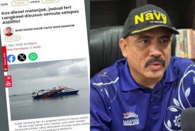 Laporan Sinar Harian pada 21 Mac lalu dan Dr Baharin Baharom (kanan).