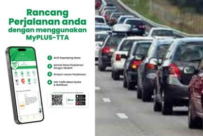 Pengguna disaran merancang perjalanan menggunakan MyPLUS-TTA bagi mengelakkan kesesakan.