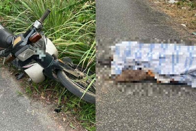 Seorang warga emas maut di lokasi kejadian selepas motosikal ditunggang bertembung dengan sebuah lagi motosikal di Jalan Kampung Kubang Palas, Bukit Payong, Marang.